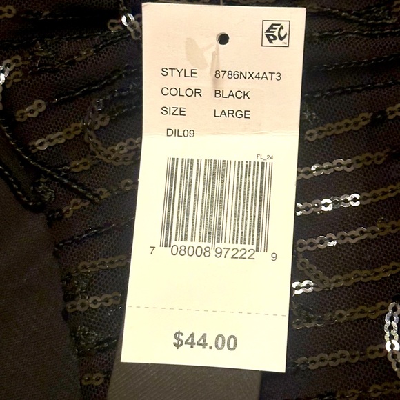 STUNNING Black Bolero Jacket (sequins & fringe) Long See-thru Sleeve LARGE - Picture 8 of 12